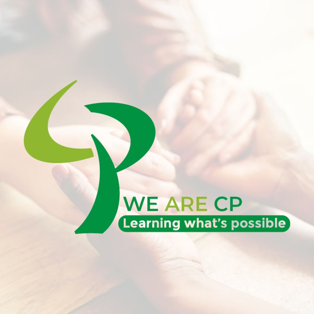 CP logo with photo of held hands behind