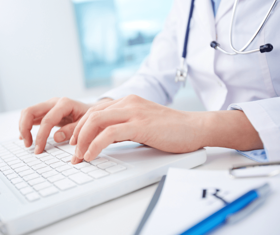 physician typing